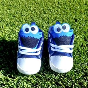Custom Blue Character Hand Embellished Soft Sole Shoes